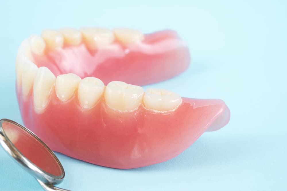 Close-up Of A Partial Acrylic Dentures